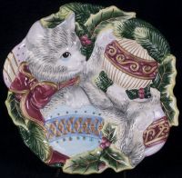 Fitz & Floyd Kristmas Kitty Canape Decorative Christmas Plate